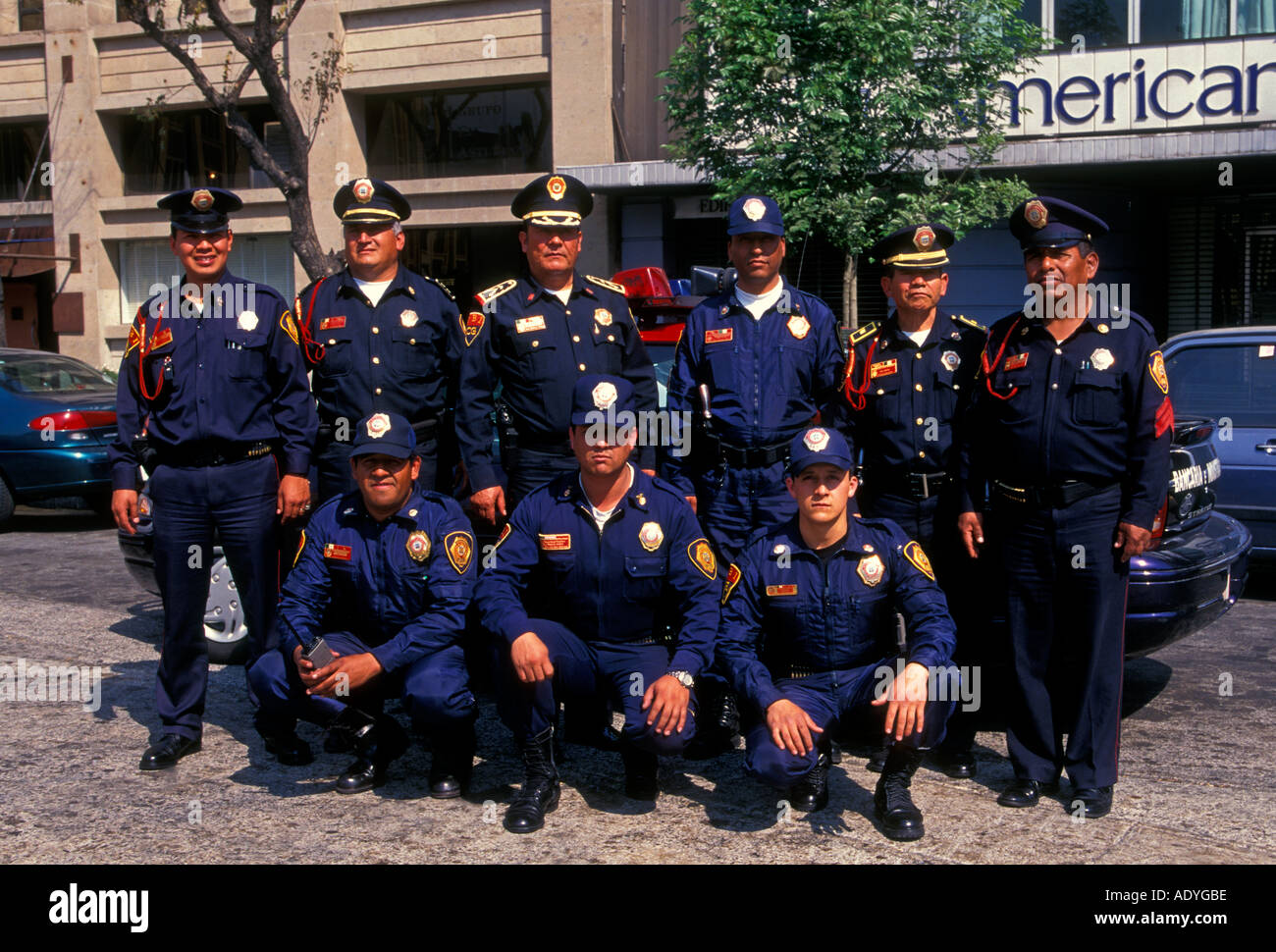 Mexicans, Mexican policemen, Bank and Industry police, policemen, Mexico City, Federal District, Mexico Stock Photo