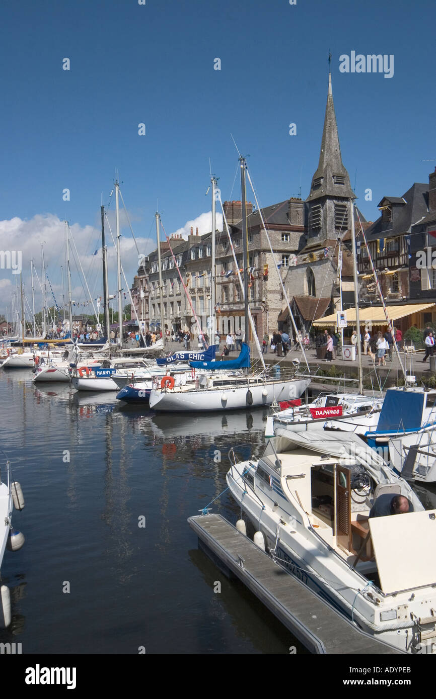 Yachts moored Honfleur old harbour Stock Photo Alamy