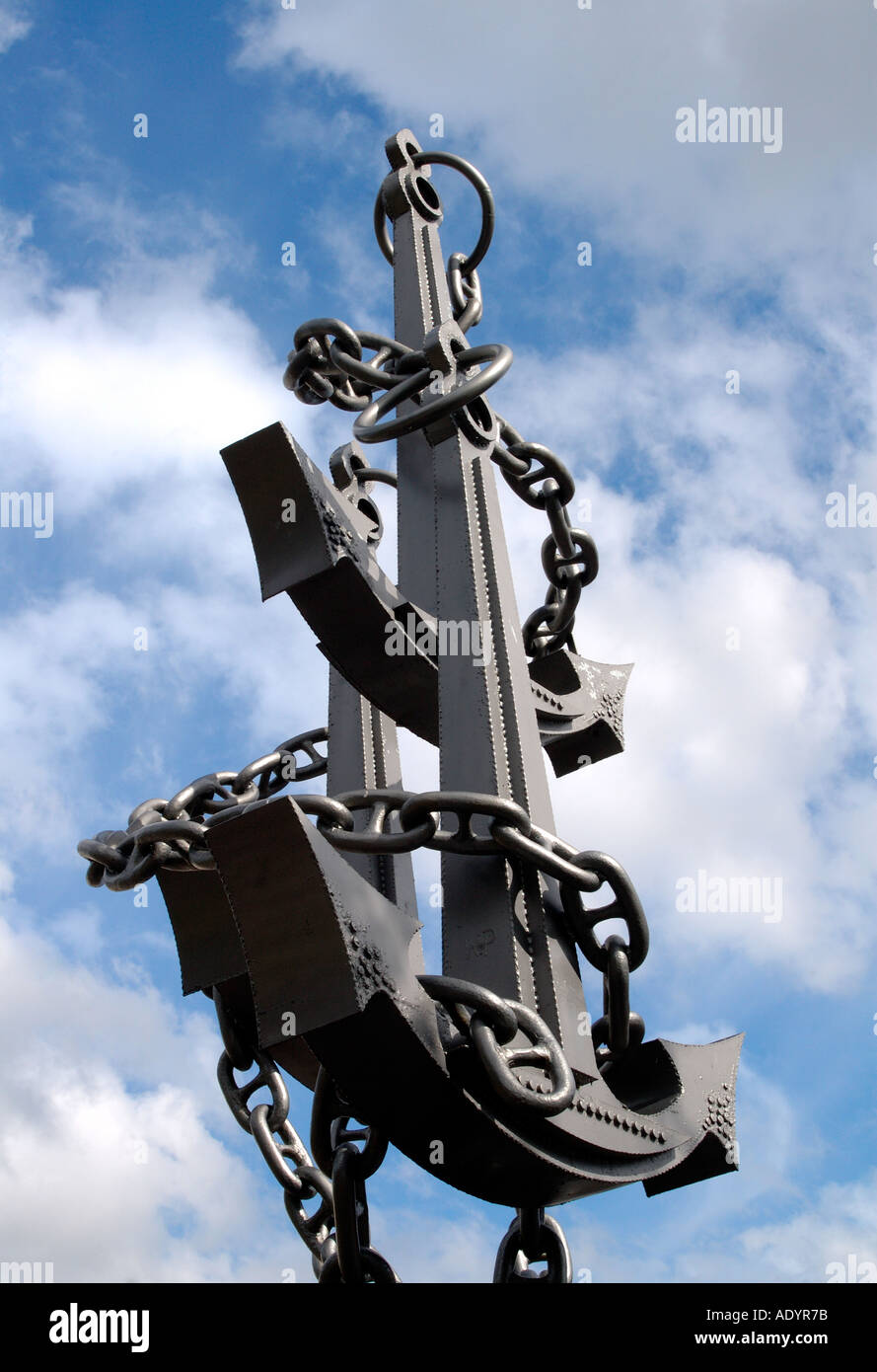 Ship s Chain and Anchor Sculpture Stock Photo