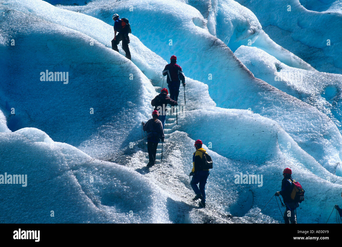 Briksdalsbreen Gletscher iceclimbing jostedalsbreen norway Gletscherwanderer Stock Photo