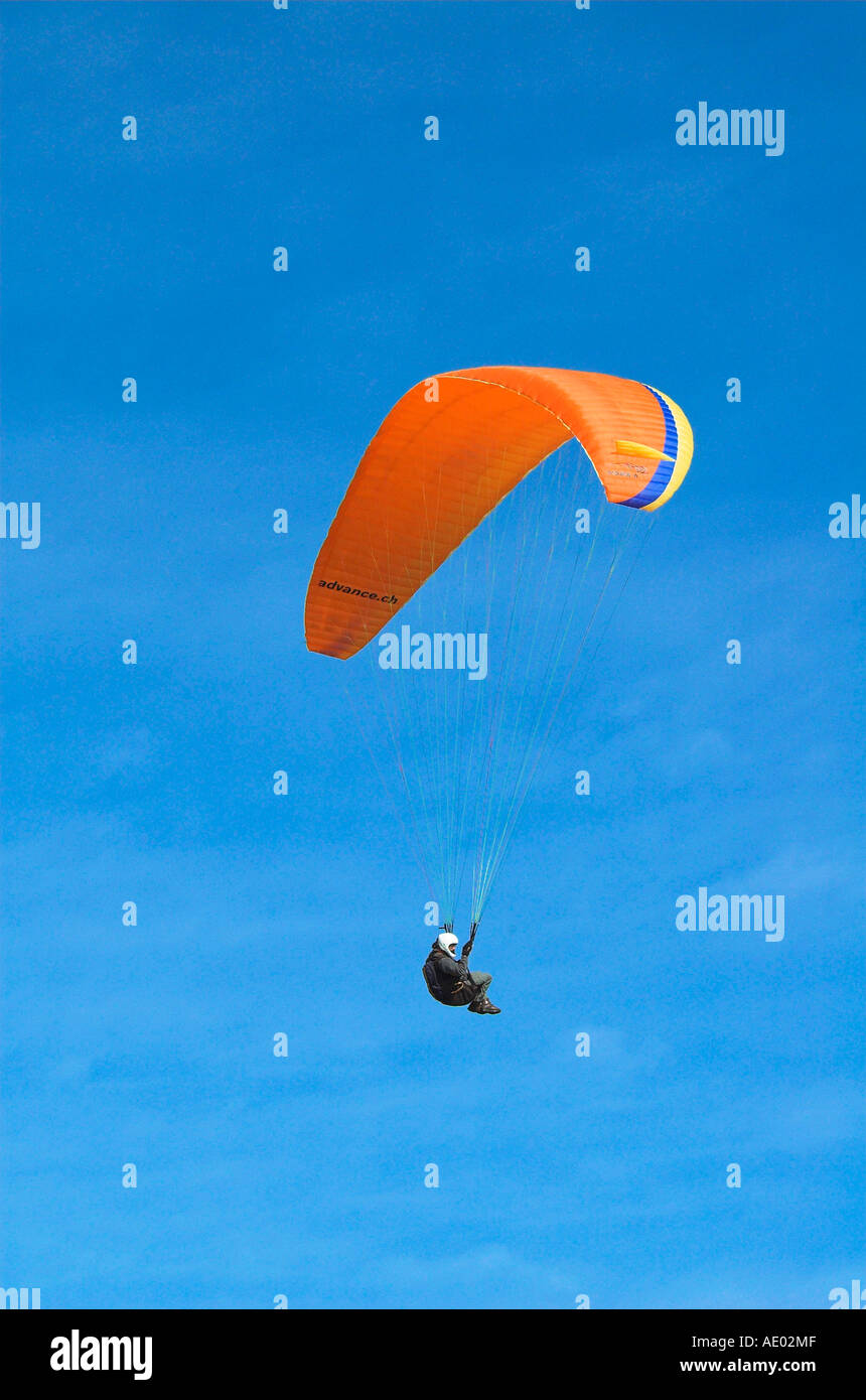 Paraglider in blue sky Stock Photo
