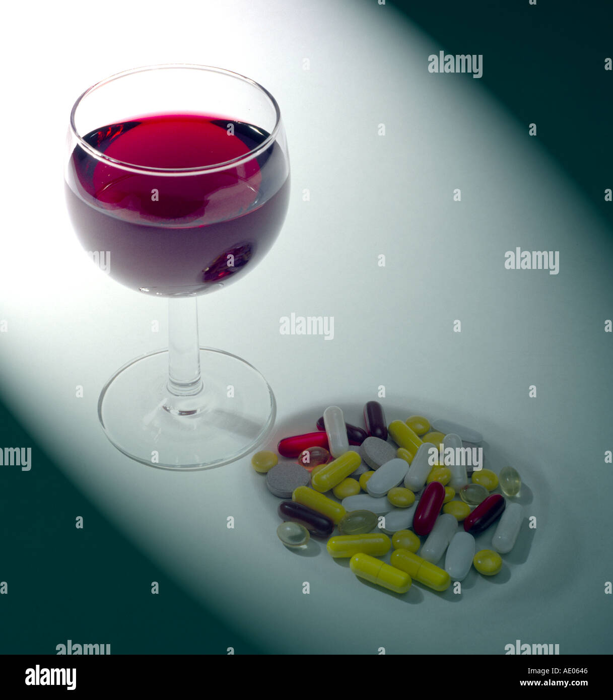 alcohol and medicin Stock Photo