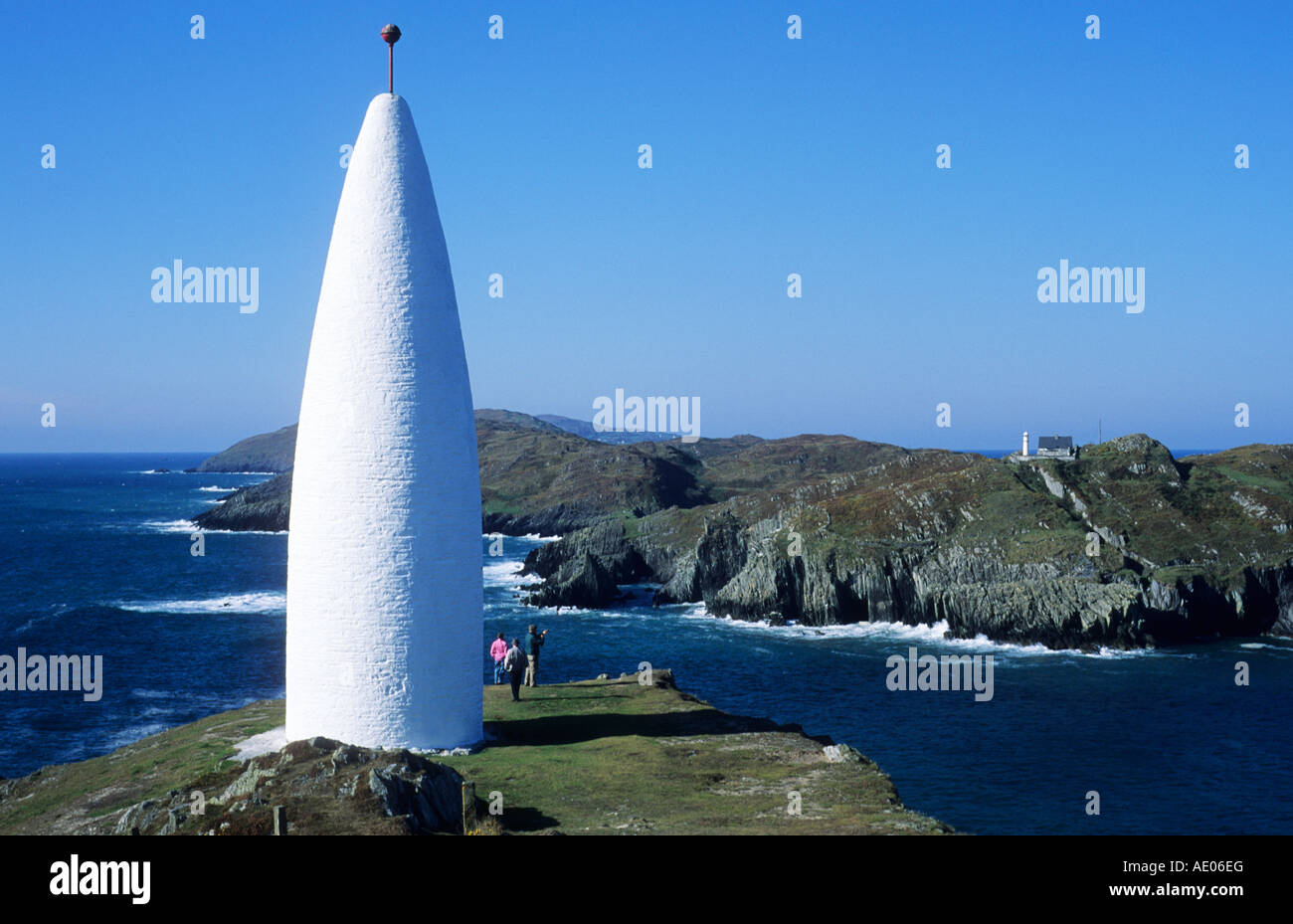 Baltimore Beacon County Cork Eire Ireland white navigation daymark