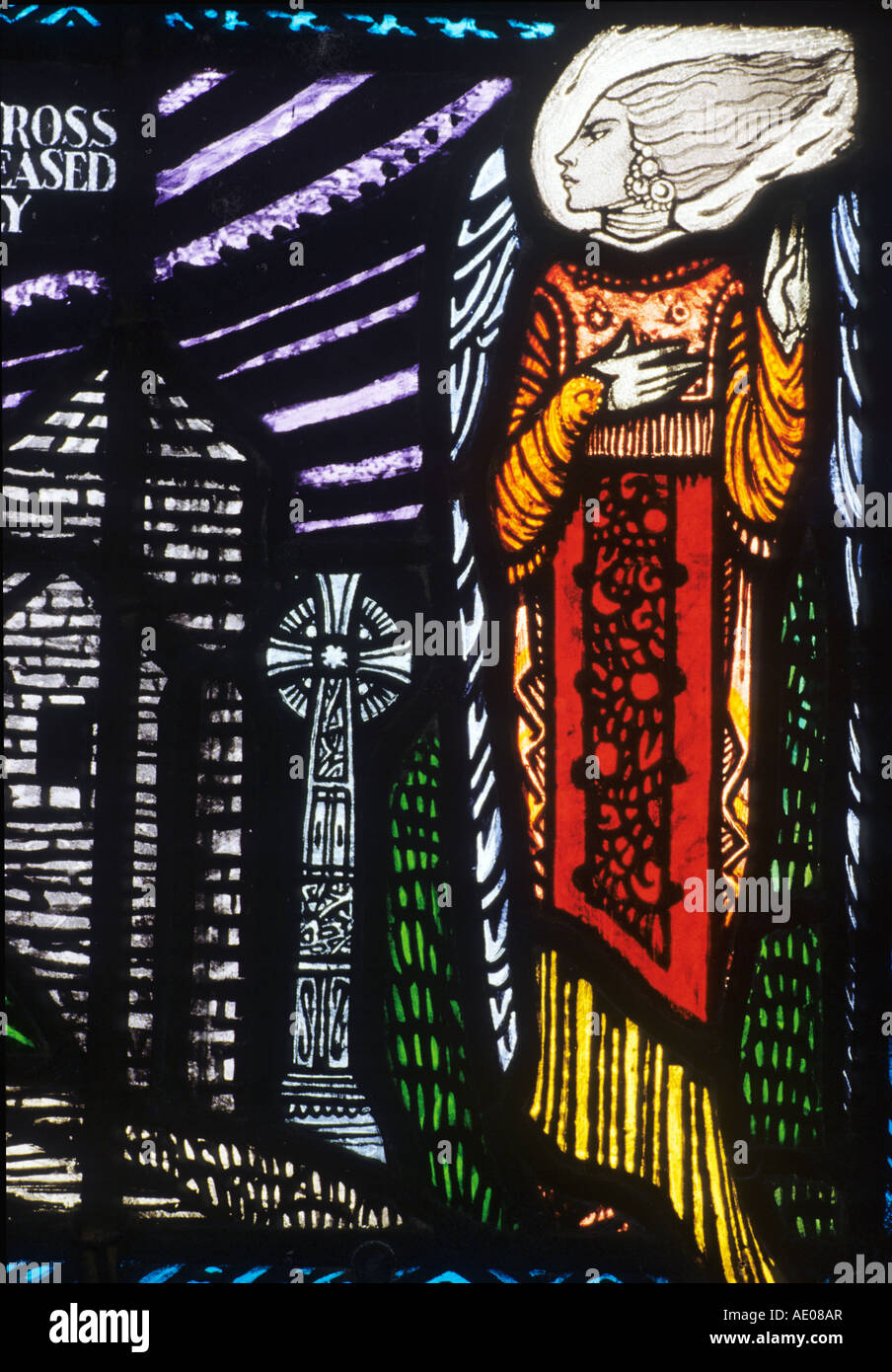 Stained Glass of St. Ceara, Carrickmacross Church, by Harry Clark Stock Photo