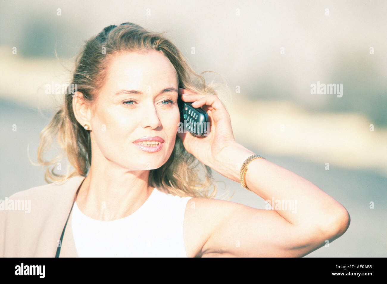 Young Woman with handy Stock Photo