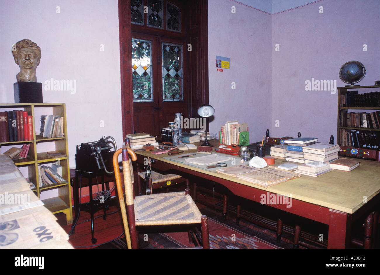 Chair and Table where Trotsky was Murdered House of Leon Trotsky Mexico City Mexico Stock Photo