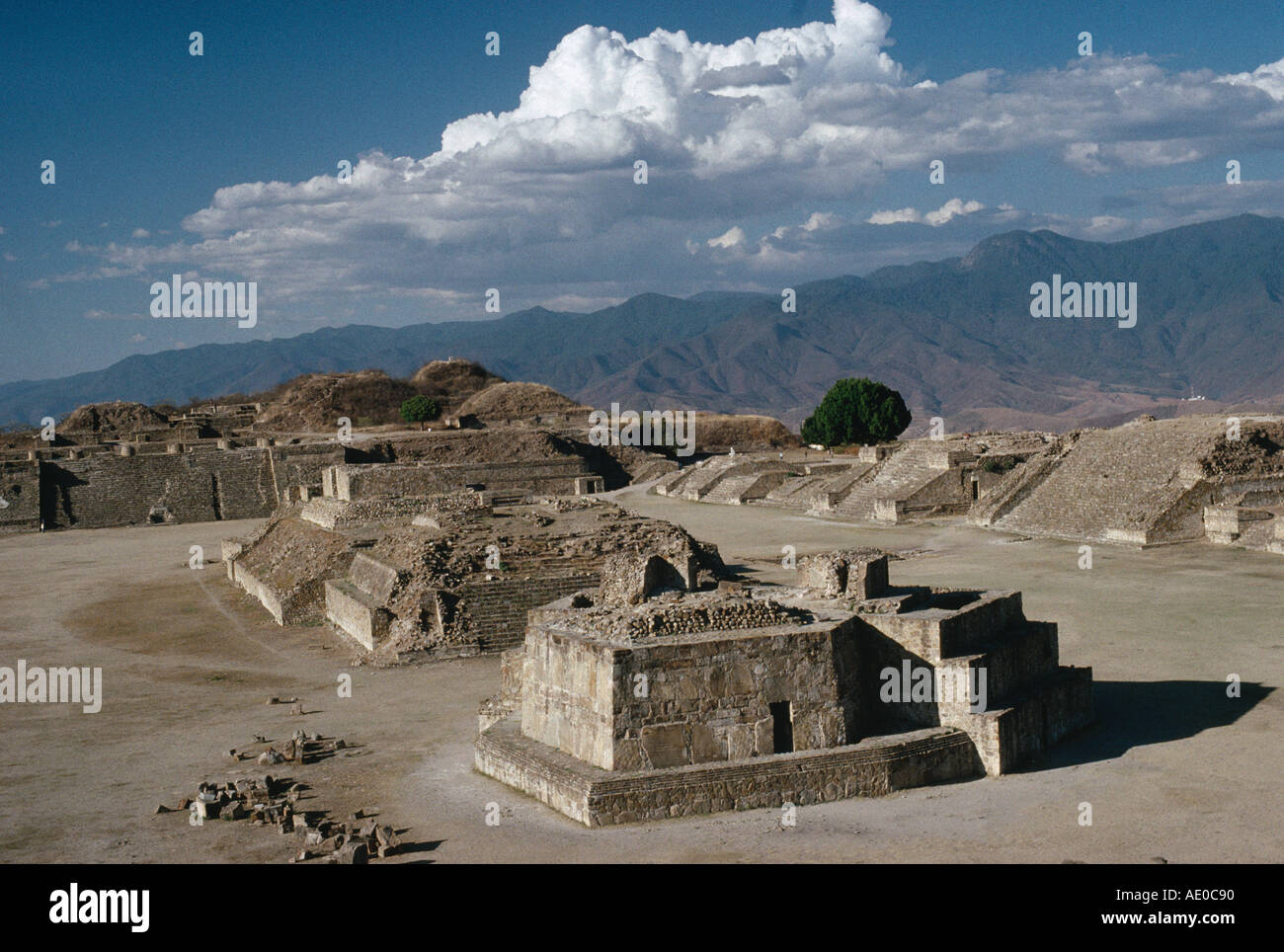 Gran Plaza Monte Alban Oaxaca Mexico Stock Photo