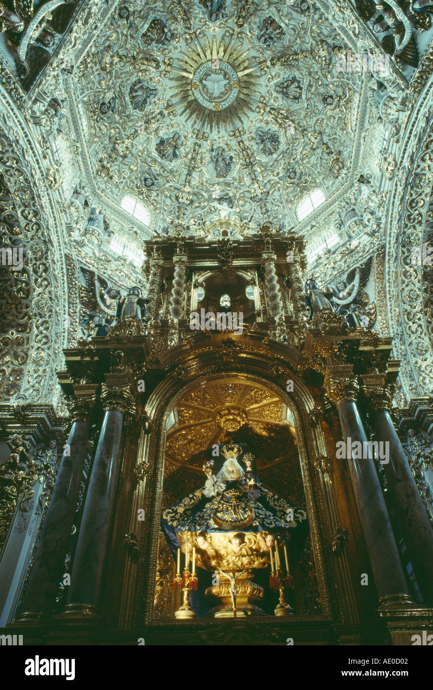 Altar Santa Maria de Tonantzintla Puebla Stock Photo