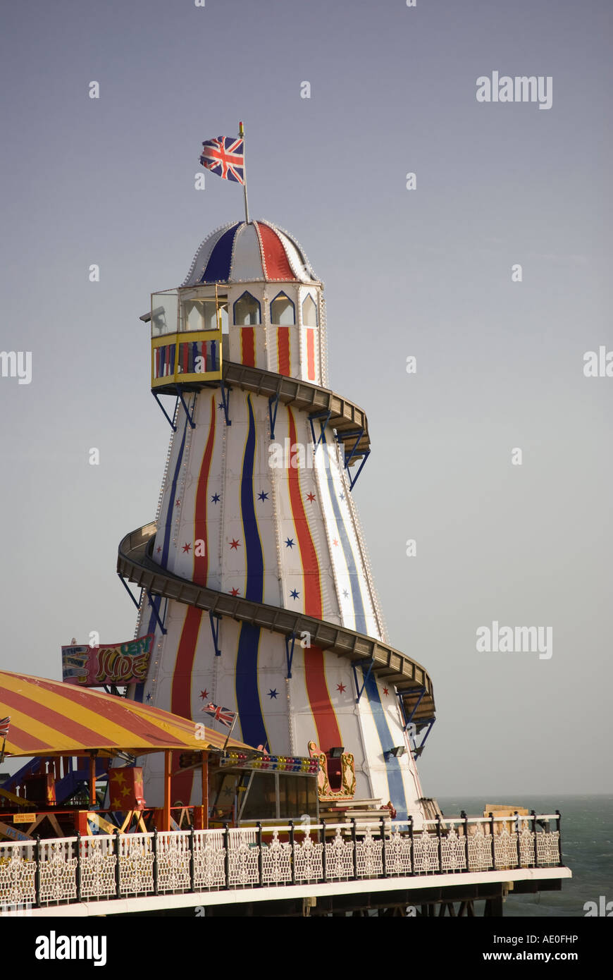 Helter Skelter at end of Brighton Pier, Sussex, England UK Stock Photo