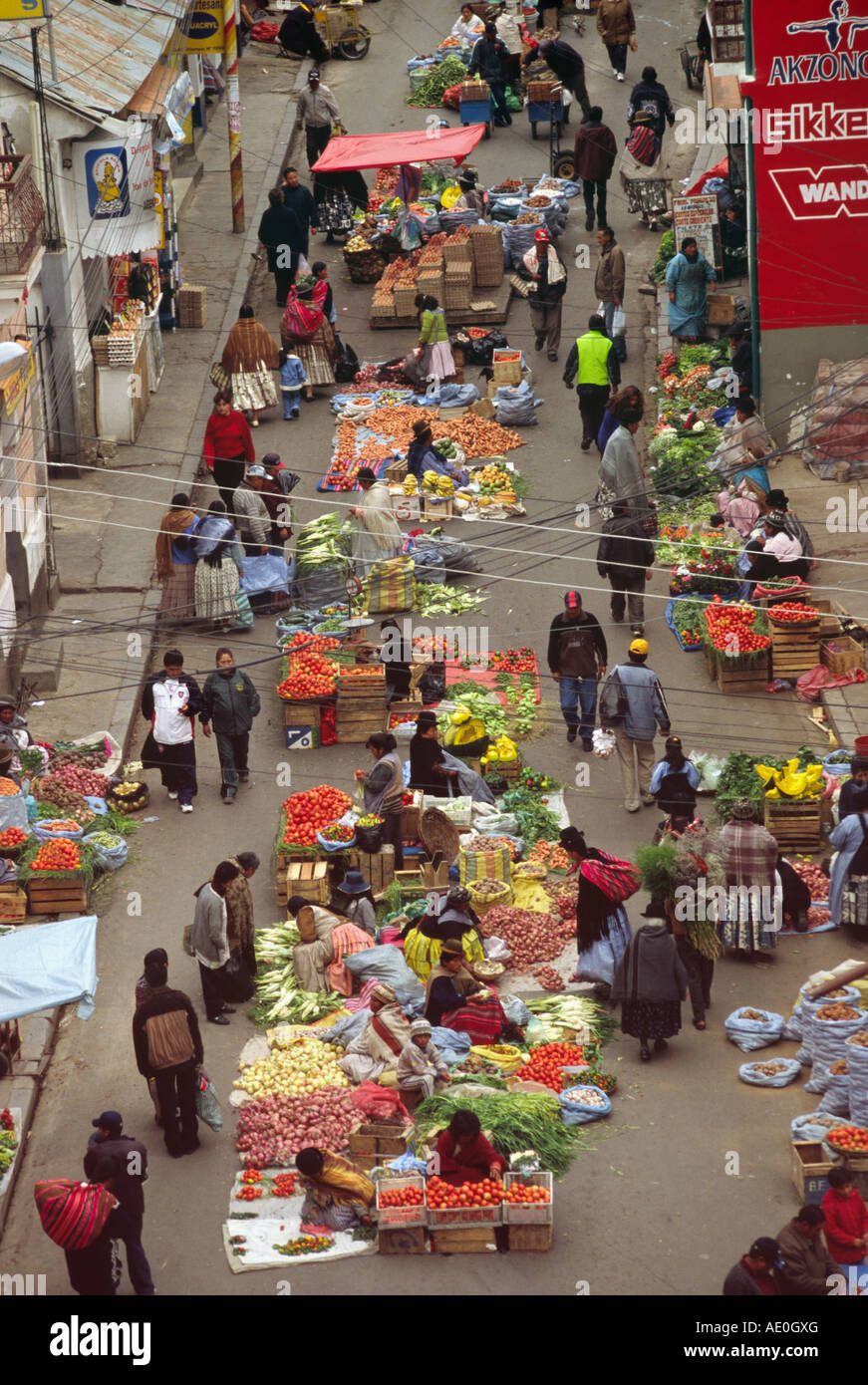 Produce market - La Paz, BOLIVIA Stock Photo