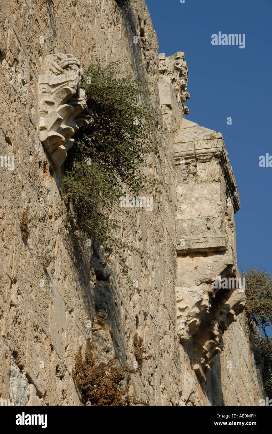 Arrow loops of Zion gate located at the southern edge of the Ottoman walls surrounding Old City of East Jerusalem Israel Stock Photo