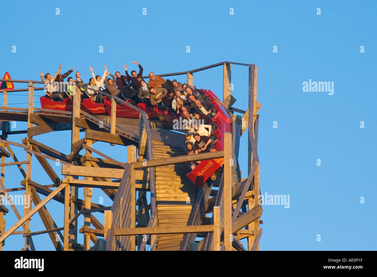 Sweden, Goteborg, Rollercoaster, Liseberg Amusement Park Stock Photo