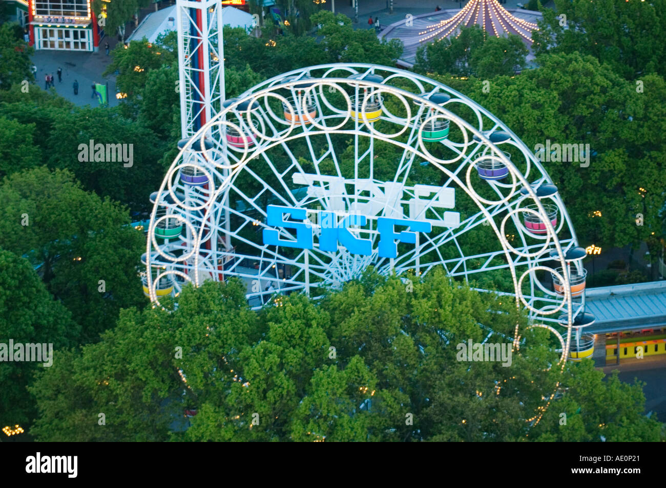 Sweden, Goteborg, Ferris wheel, Liseberg Amusement Park Stock Photo