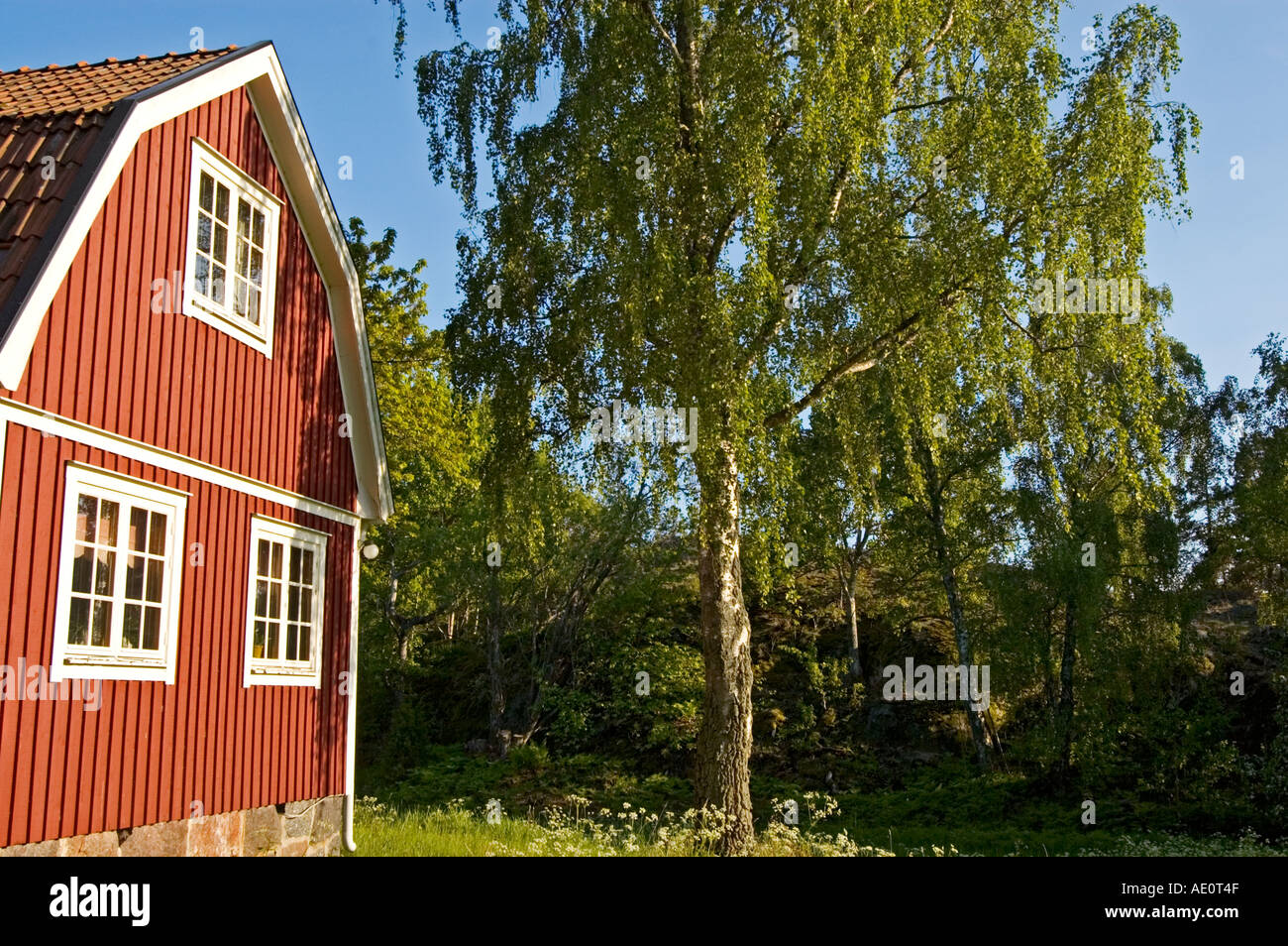 Sweden, Grinda Island, Red summer house Stock Photo - Alamy