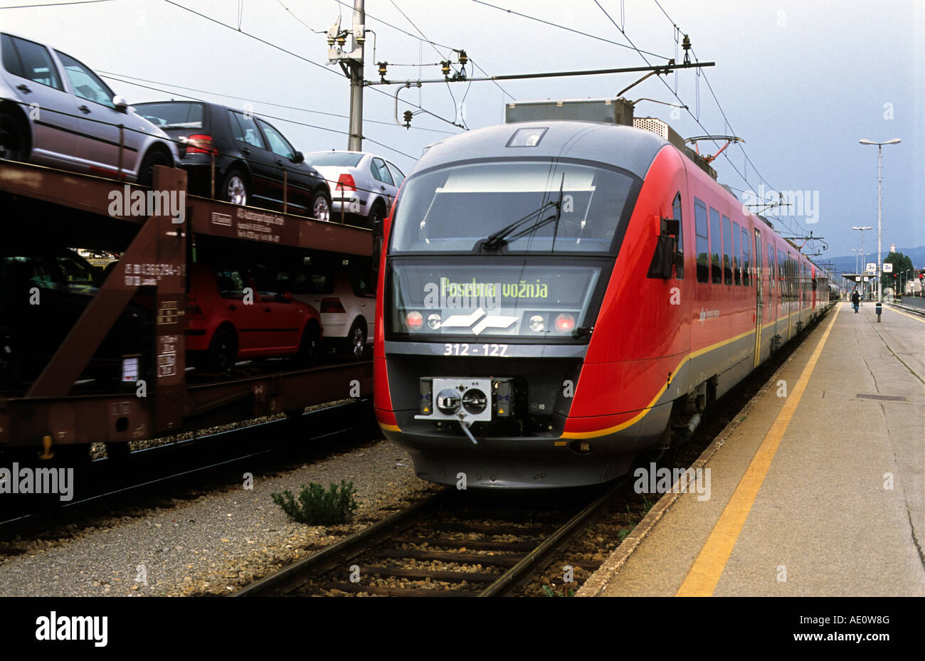 Regional express passenger train, Ljubjana, Solvenia. Stock Photo