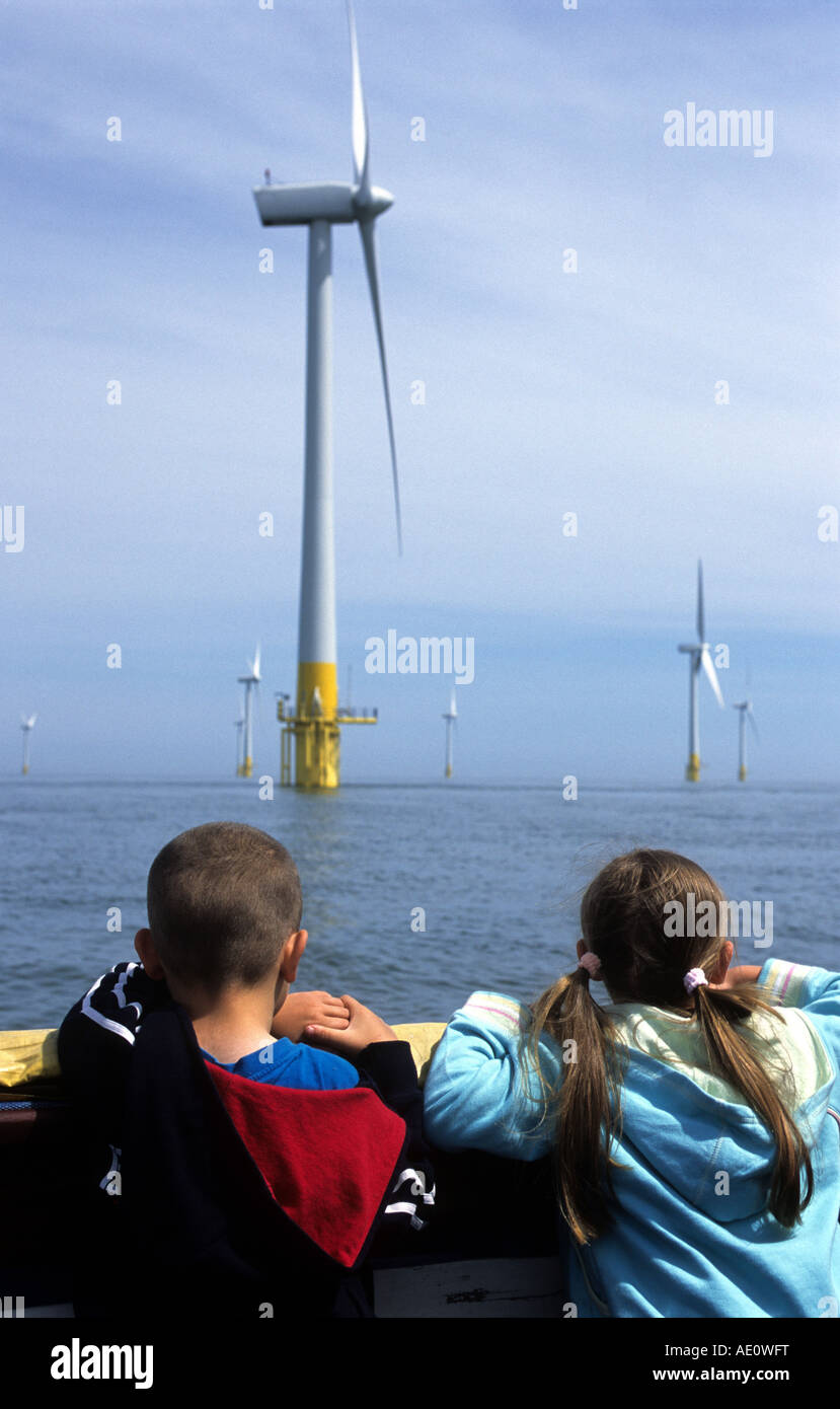 Sightseeing trip to Scroby Sands offshore wind farm, Great Yarmouth, Norfolk, UK. Stock Photo