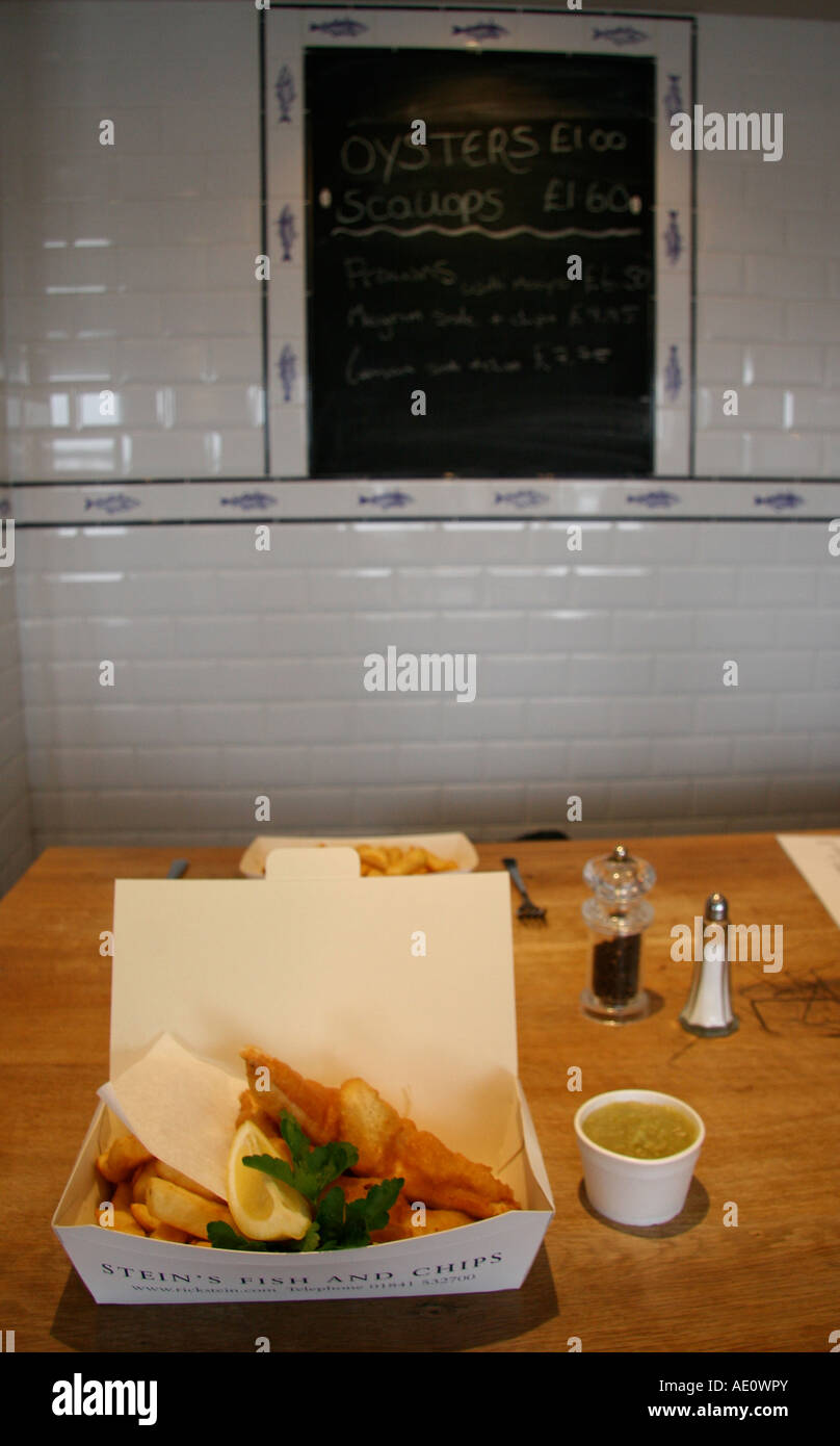 Rick Stein's Fish and Chip Shop, Padstow, Cornwall, England Stock Photo