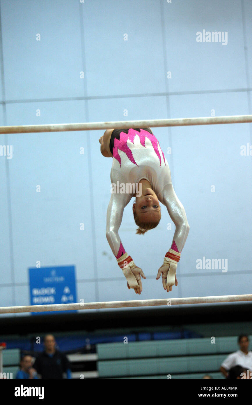 Aisling Williams on Asymmetric bars at the 2007 Womens British