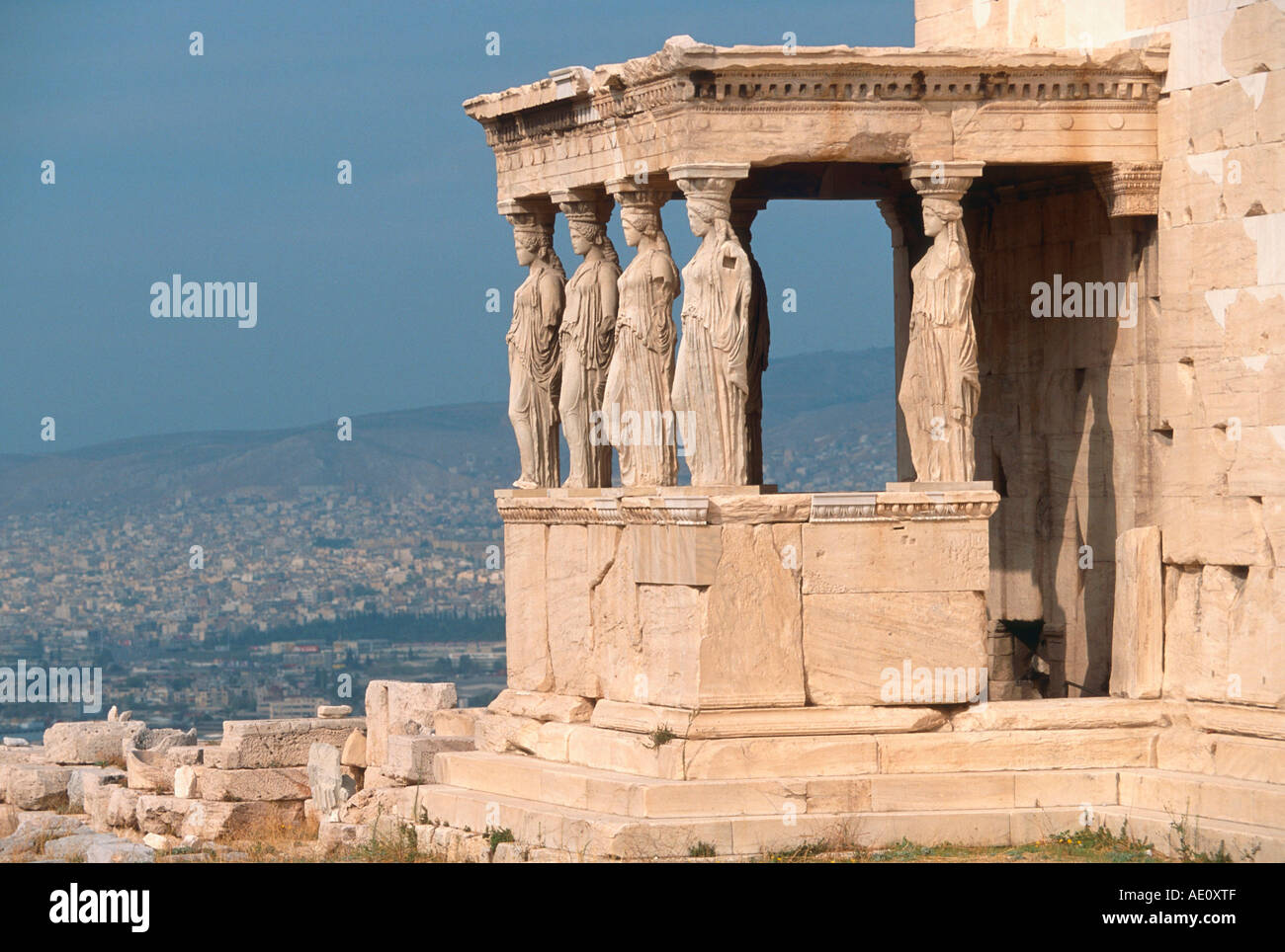 Karyatiden Akropolis Athen Griechenland Stock Photo