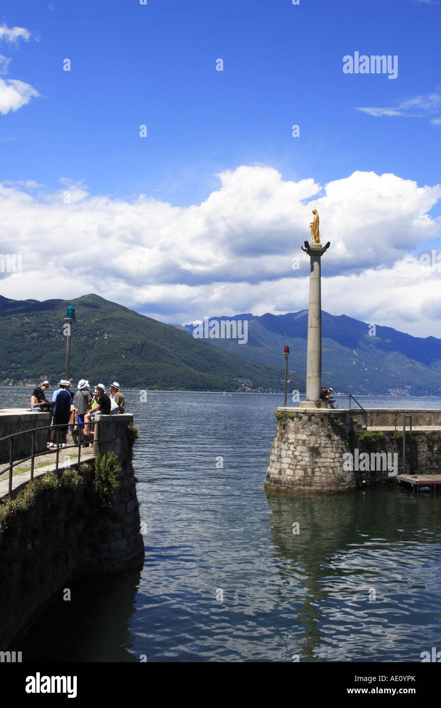 Harbour entrance at Luino Lake Maggiore Italy Stock Photo