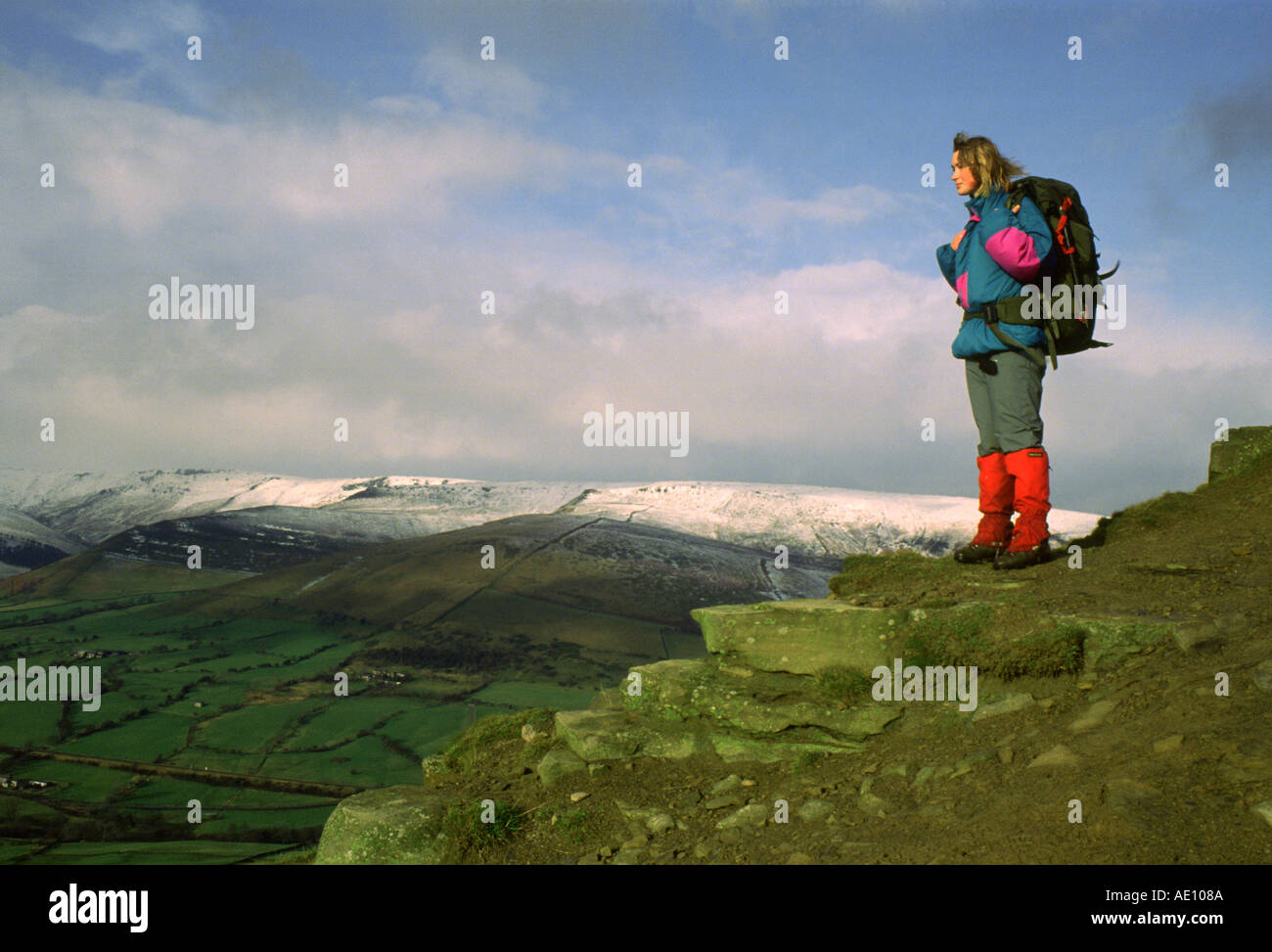 TREKKING IN THE PEAK DISTRICT Stock Photo