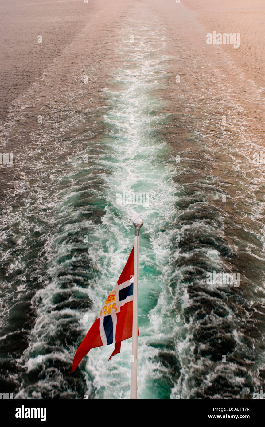 Norwegian national flag on a boat Stock Photo