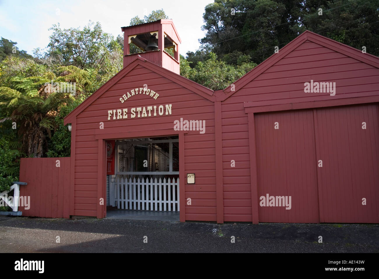 GREYMOUTH CENTRAL SOUTH ISLAND NEW ZEALAND May The red coloured Fire Station a replica building in Shantytown Stock Photo