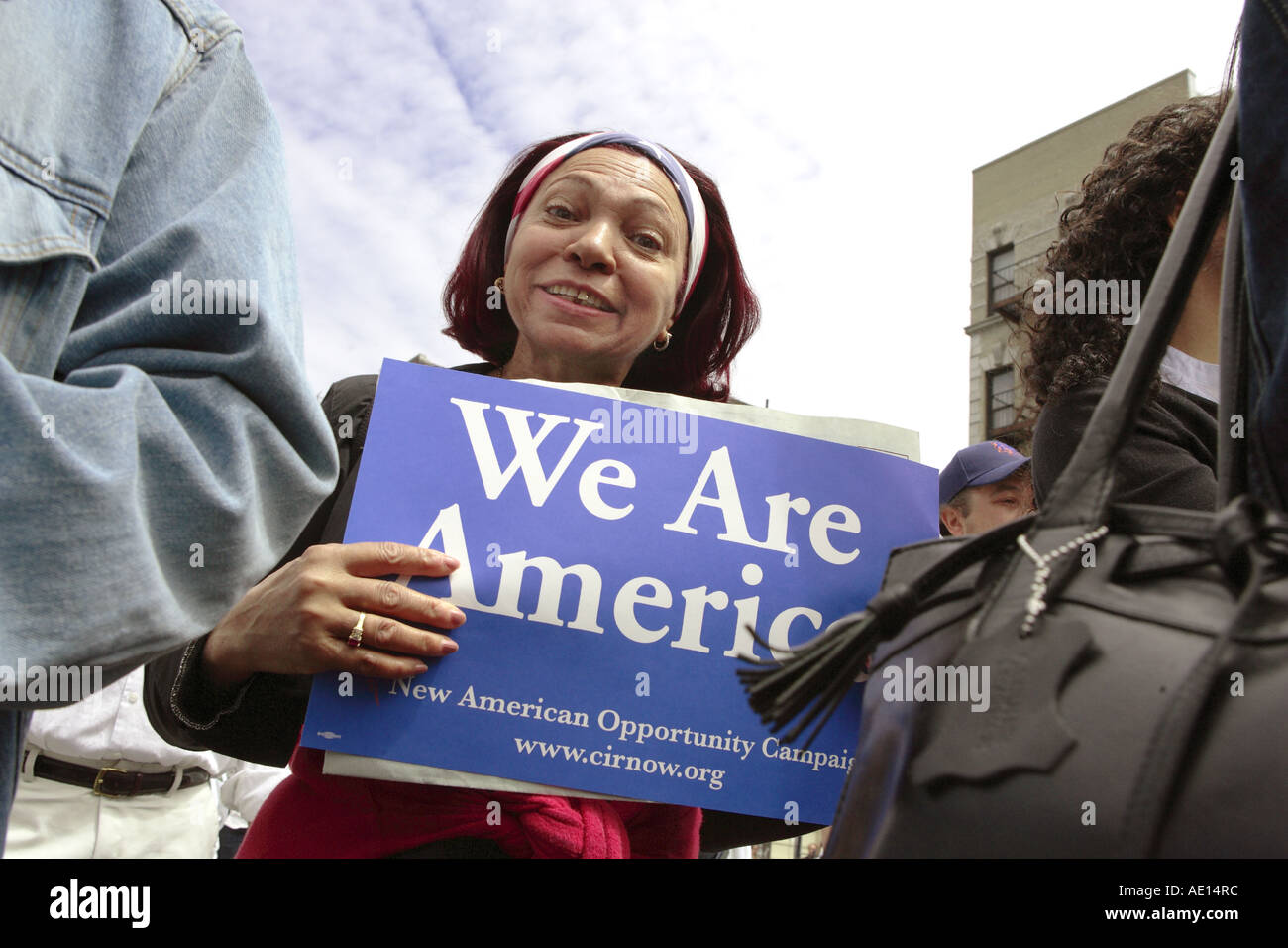 An immigrant protest in New York City, USA Stock Photo