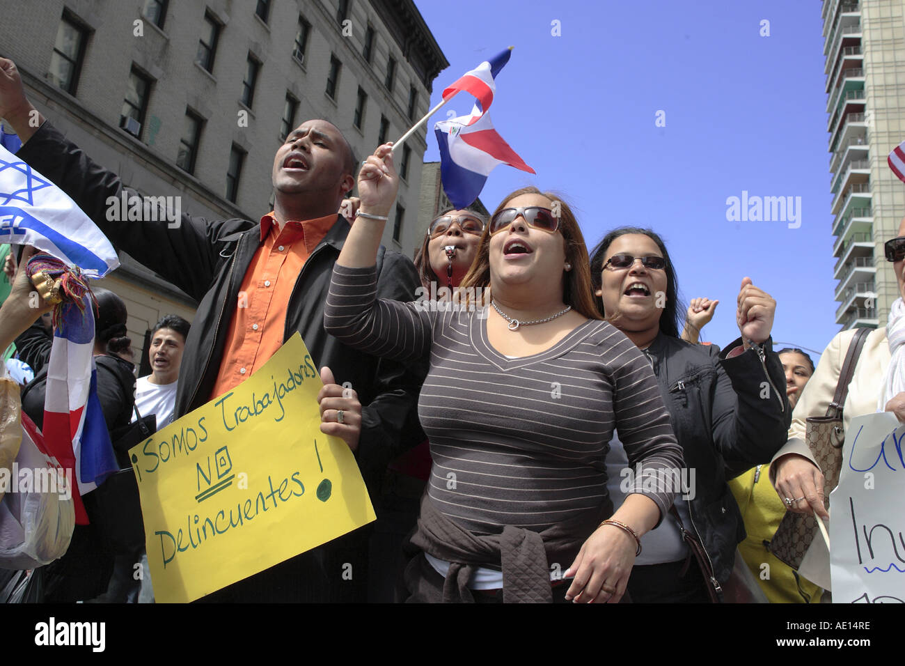 An immigrant protest in New York City. Stock Photo