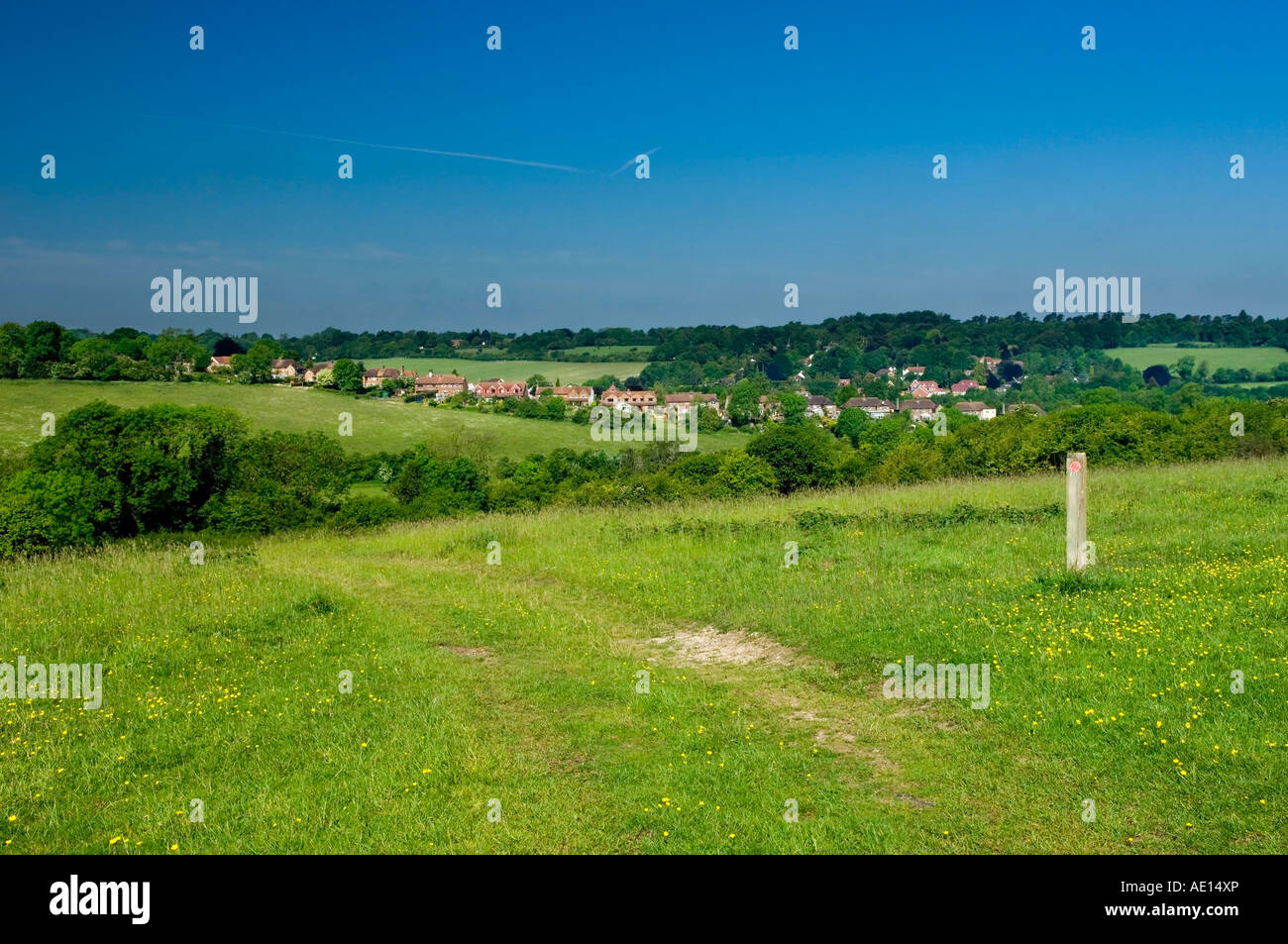 View from car park beside Ditches Lane at Fairdean Downs near Coulsdon Surrey England UK O Ivanchenko Stock Photo