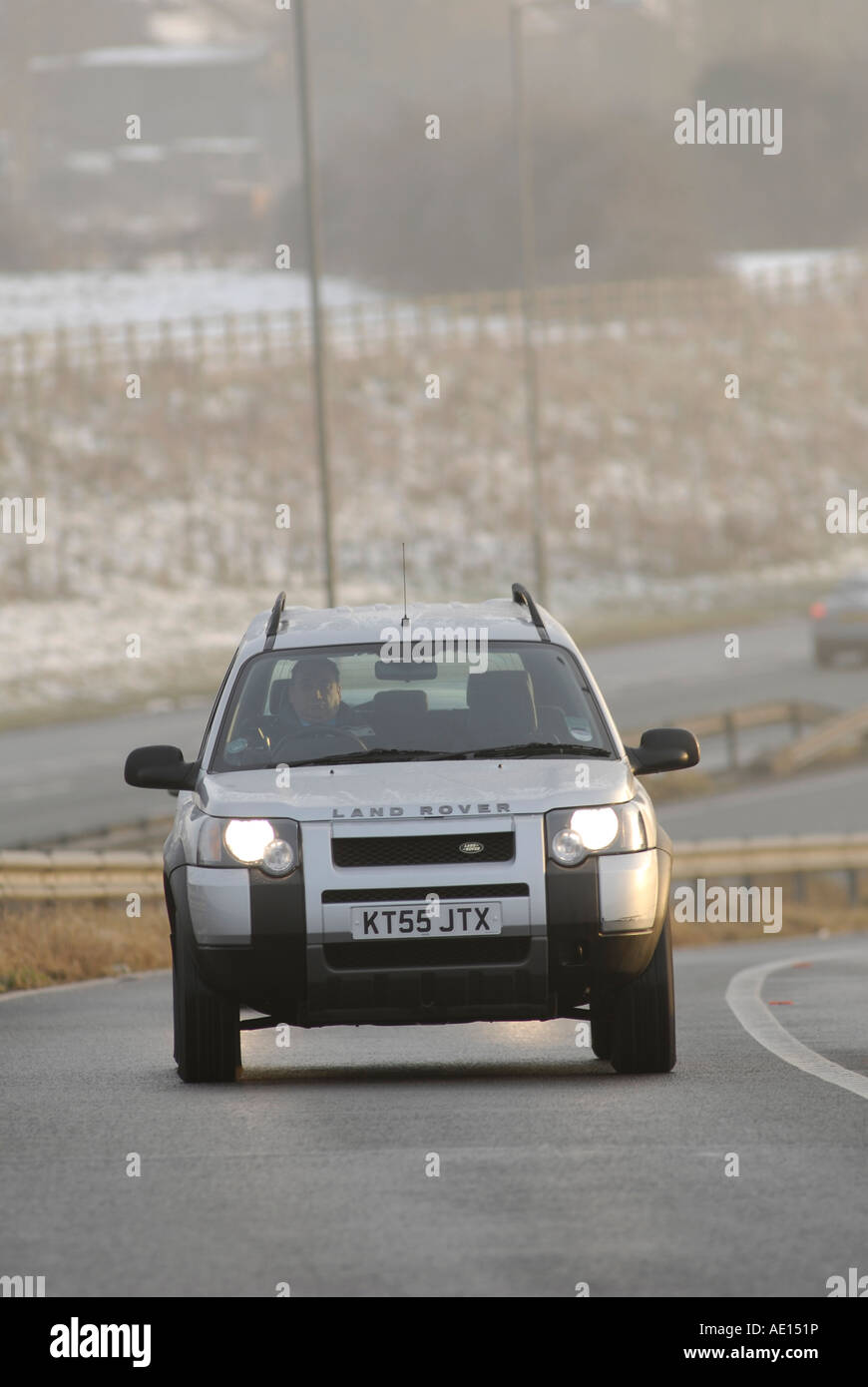 Land Rover Freelander car driving along on a slip road in the uk Stock Photo