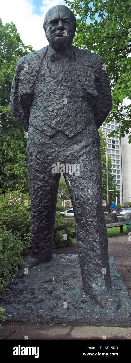 A statue of Sir Winston Churchill in Halifax Nova Scotia Stock Photo