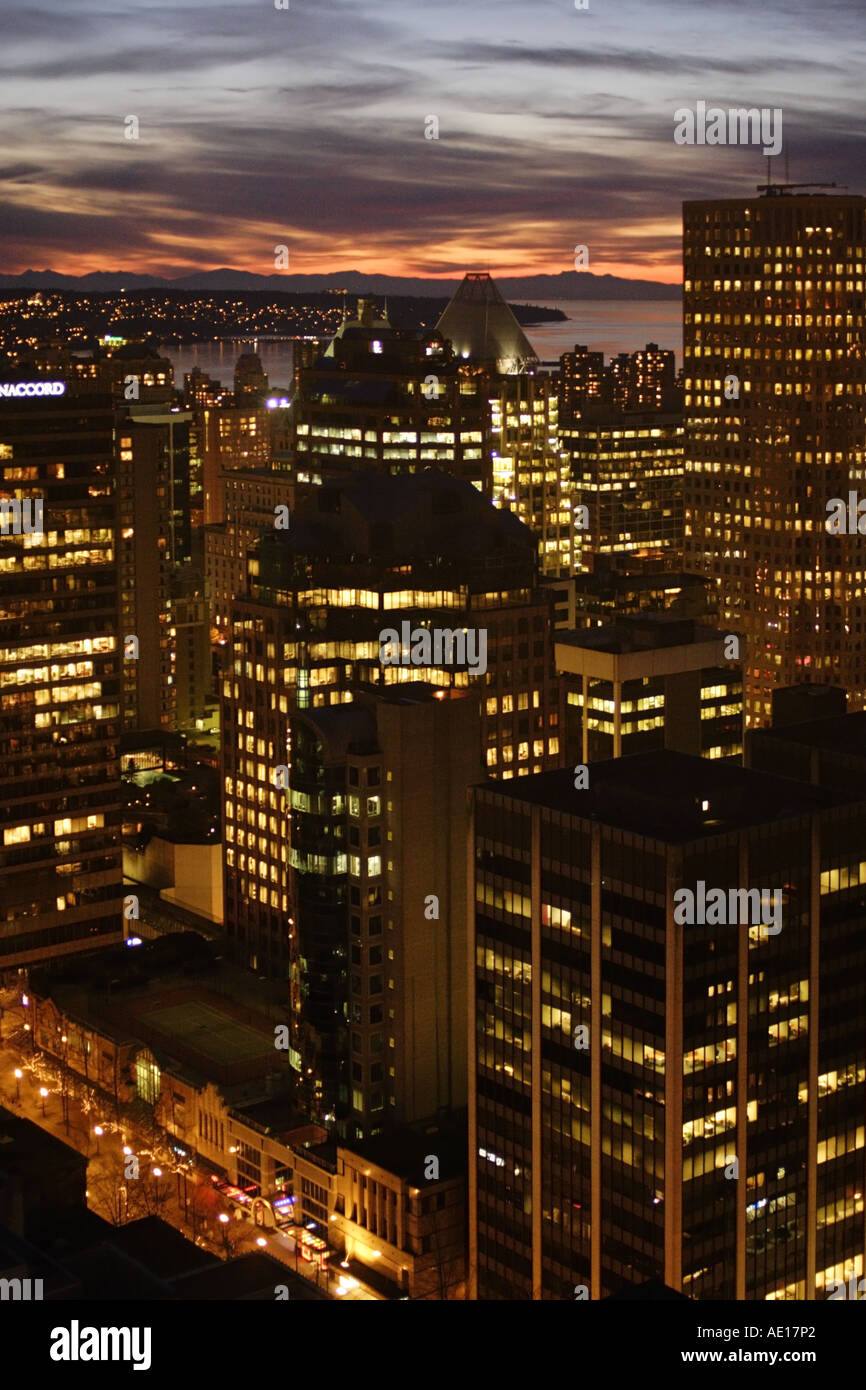 Aerial view of Vancouver at night, Vancouver, Canada Stock Photo - Alamy