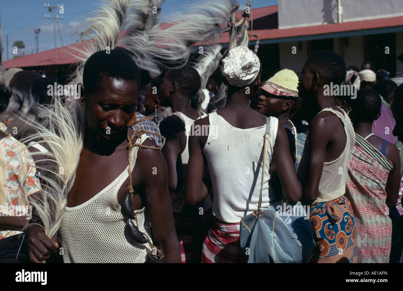 TANZANIA East Africa Dodoma Traditional Ngomas dancers performing in street Stock Photo