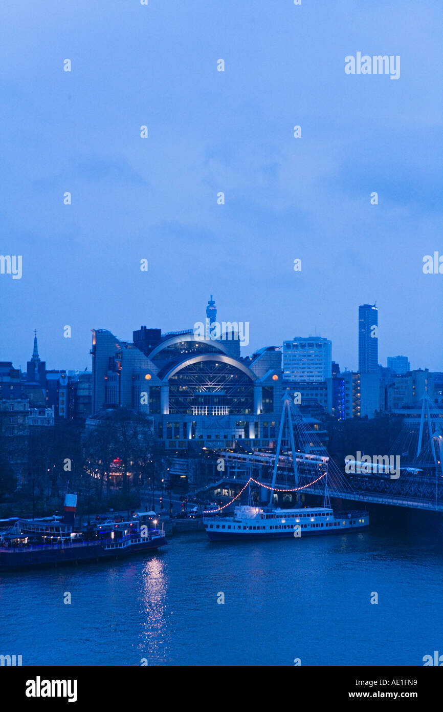 Charing Cross railway station at twilight as seen from the British