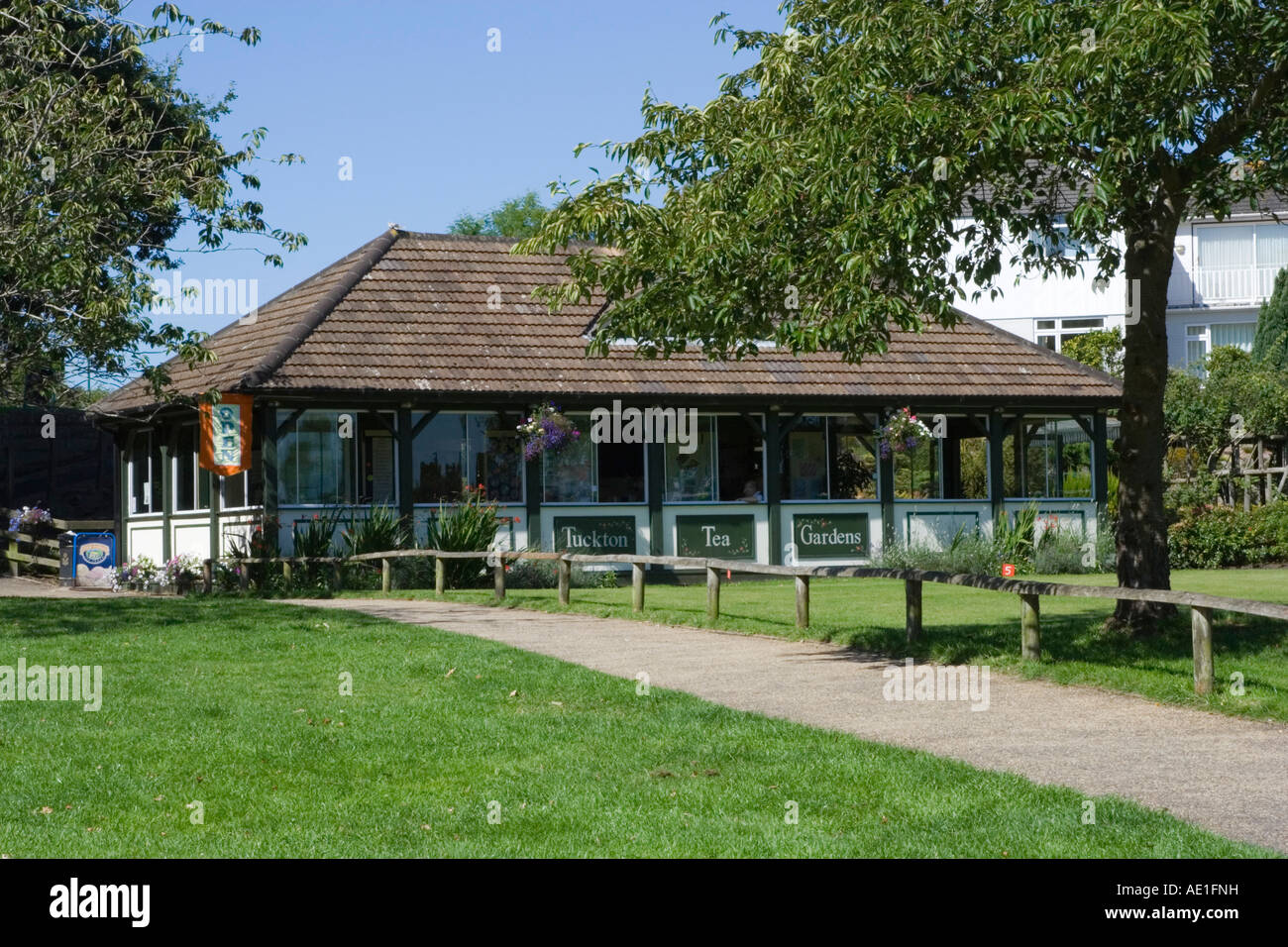 Tuckton Tea Gardens, near River Stour, Christchurch, Dorset, UK Stock Photo