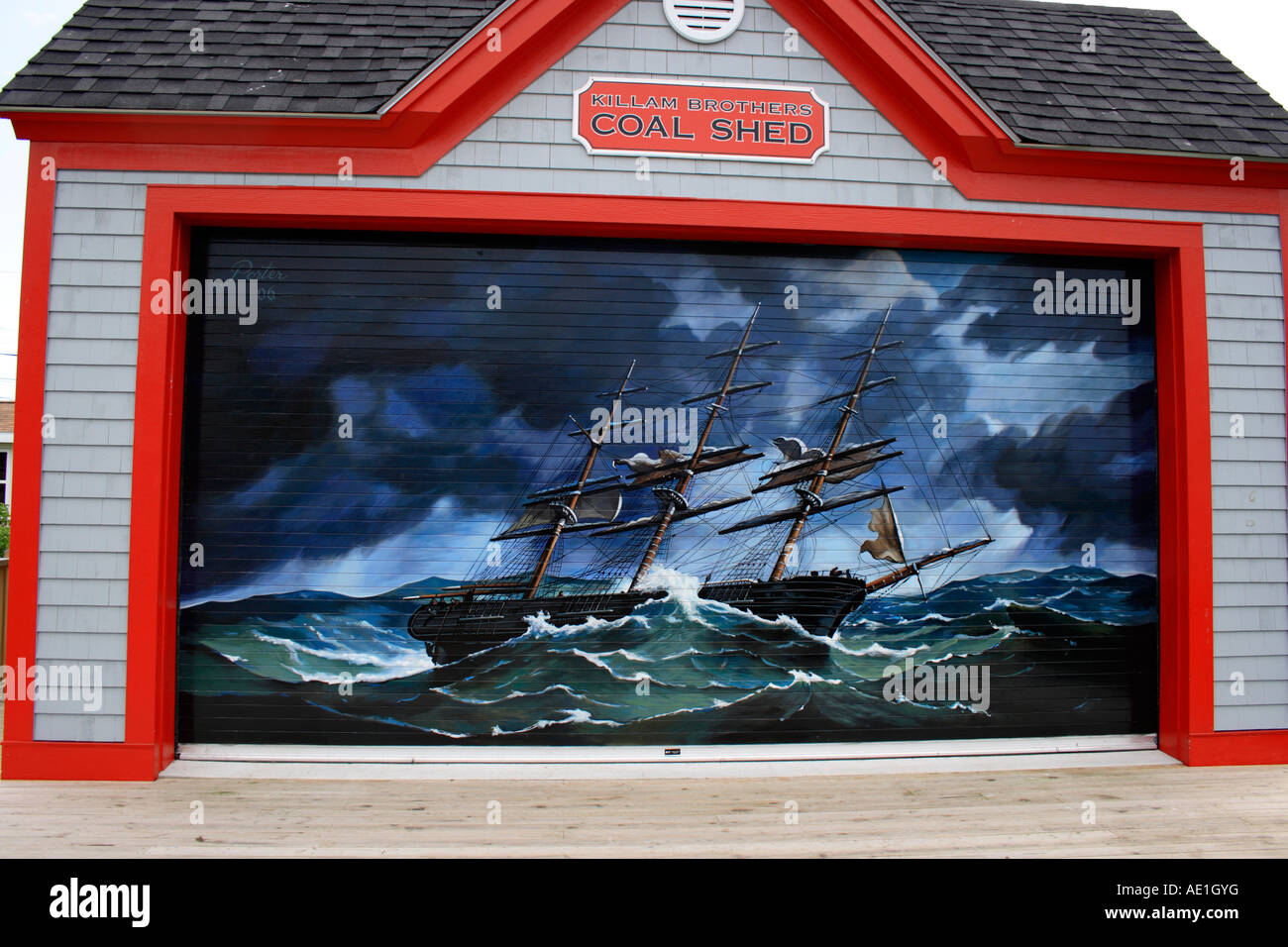 beautifully illustrated garage door in the city of Yarmouth, Nova