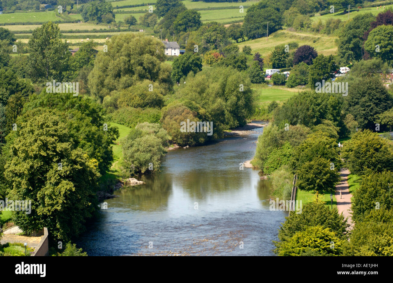 View of River Usk from Brecon town centre Powys Wales UK GB EU Stock Photo