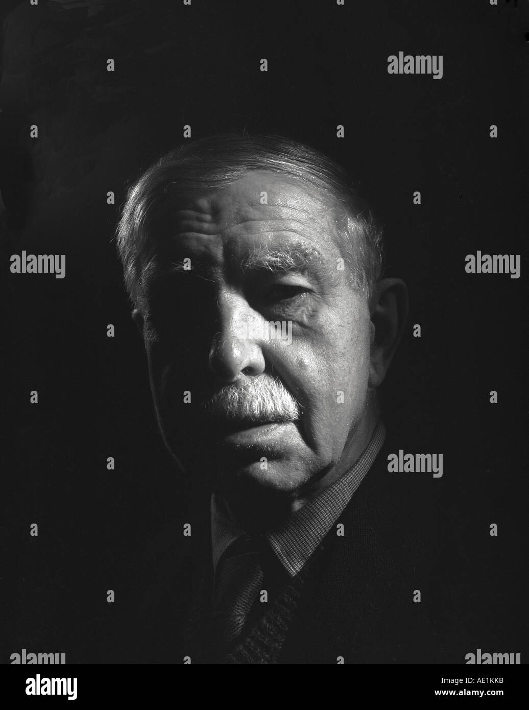 vintage portrait elderly man b/w Stock Photo