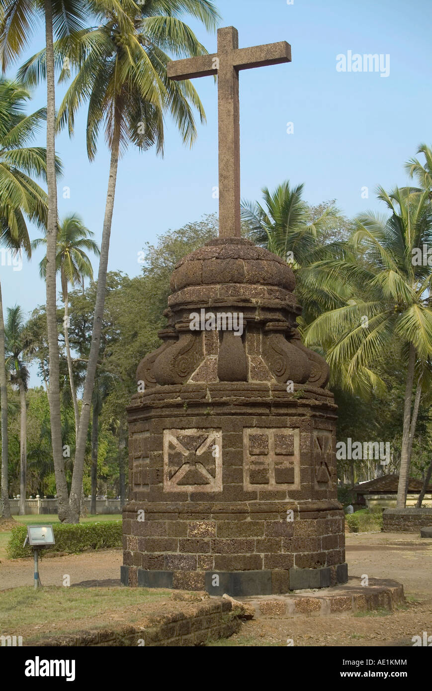 Cross outside Church of St Francis of Assisi, Old Goa,Goa India Stock