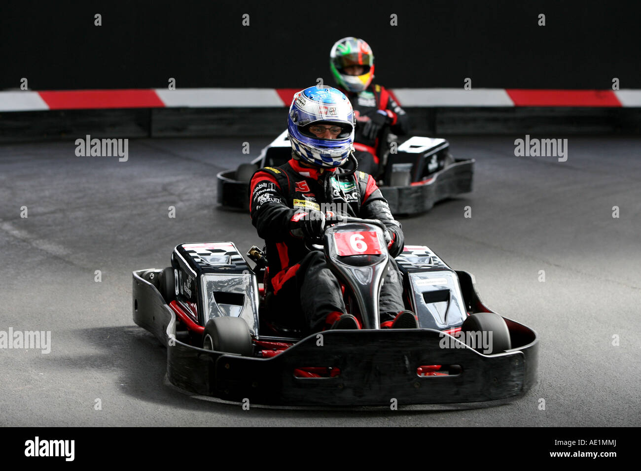Indoor Go Karting At Docklands Raceway London Stock Photo