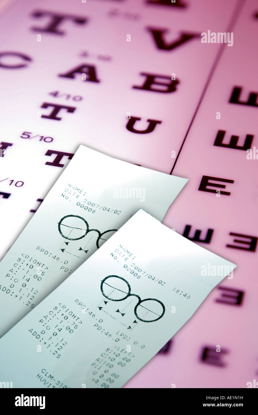 Chart to test sight and examination chart Stock Photo - Alamy