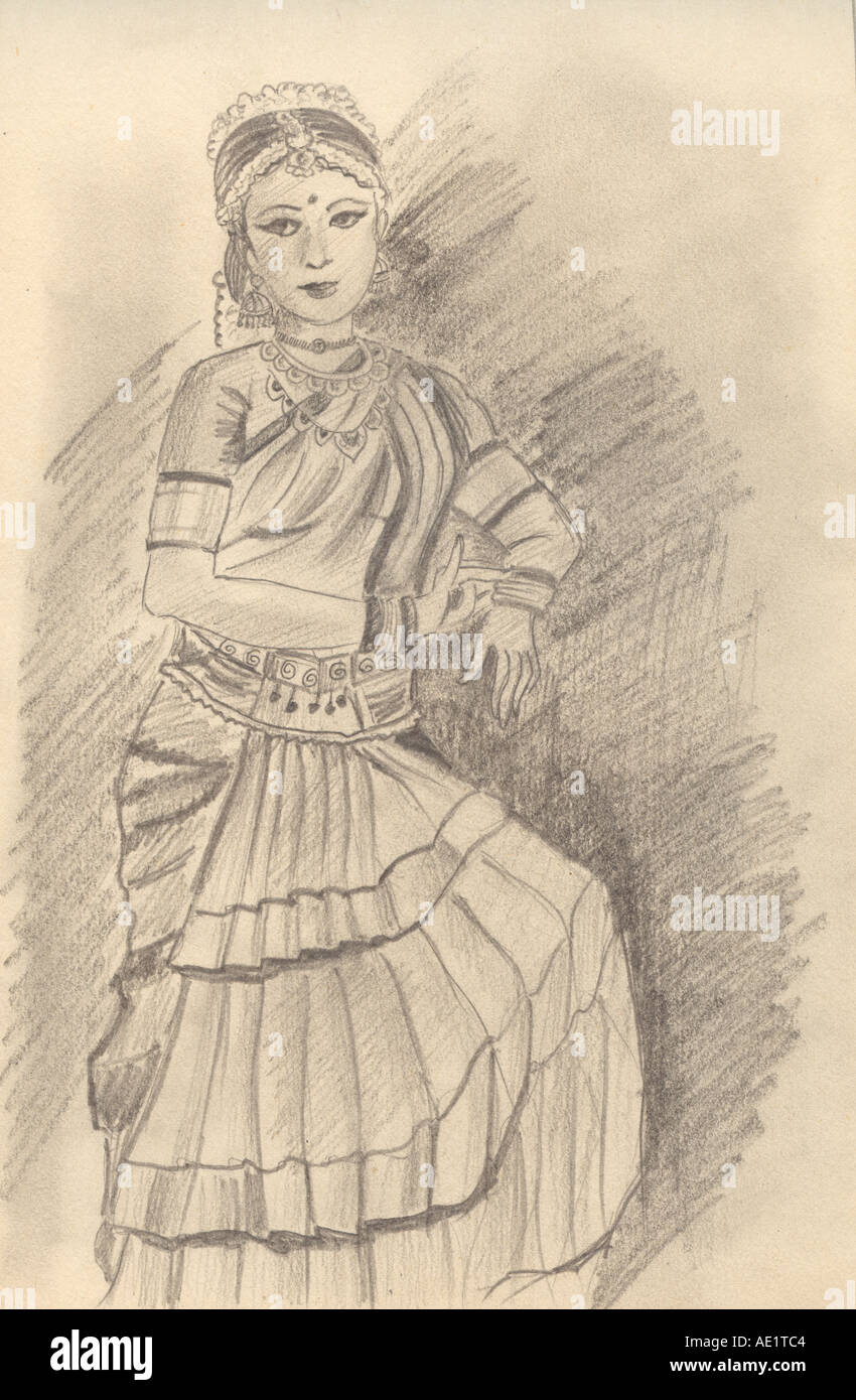 Portrait Sketch of a South Indian Lady – Meghnaunni.com