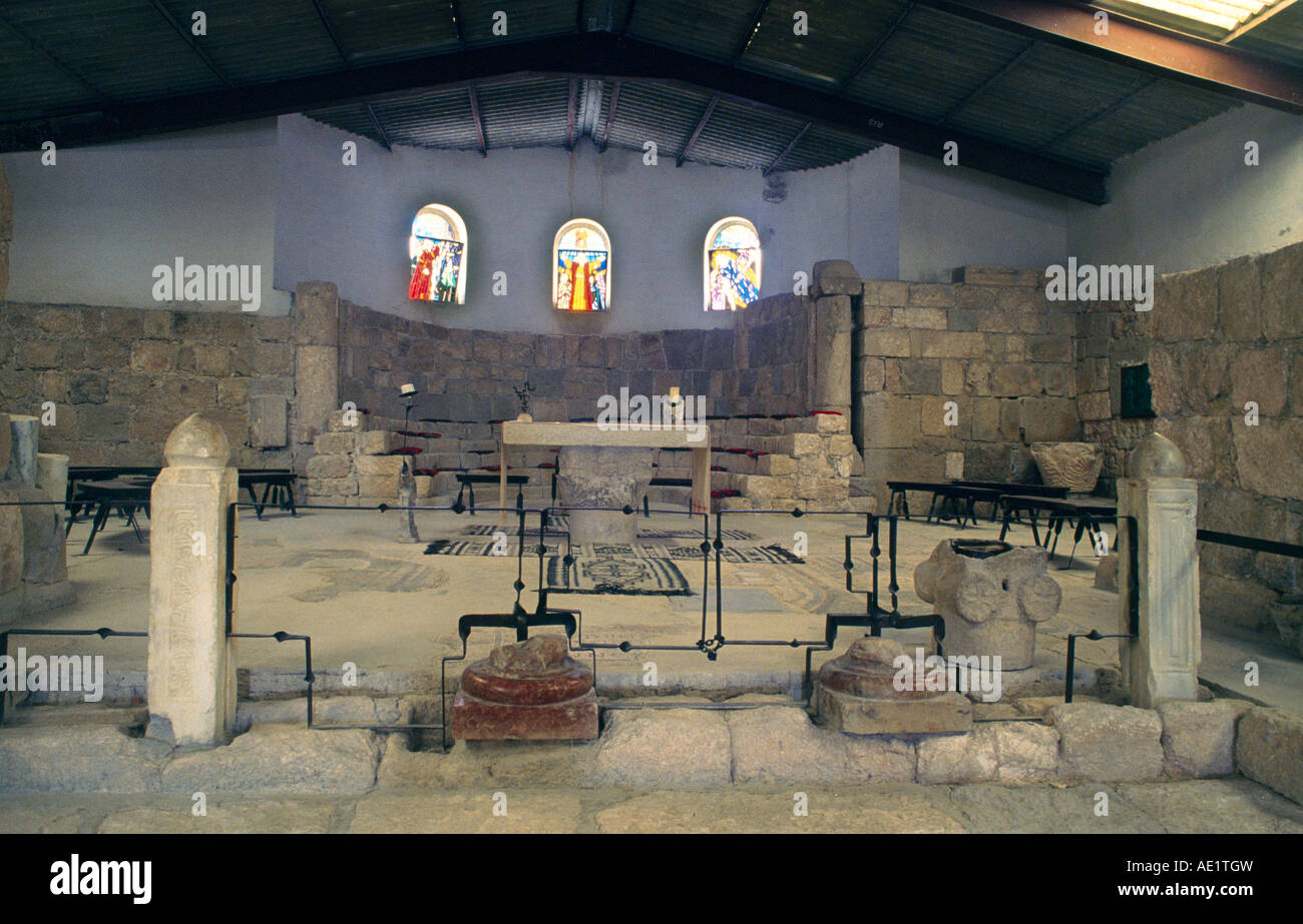 Mount Nebo Basilica of Moses Jordan Remains of  Chapel - Mount Nebo said to be the Place where Moses Viewed the Promised Land Stock Photo