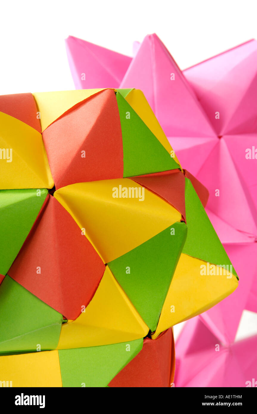 Colorful Origami abstract paper figures Stock Photo Alamy