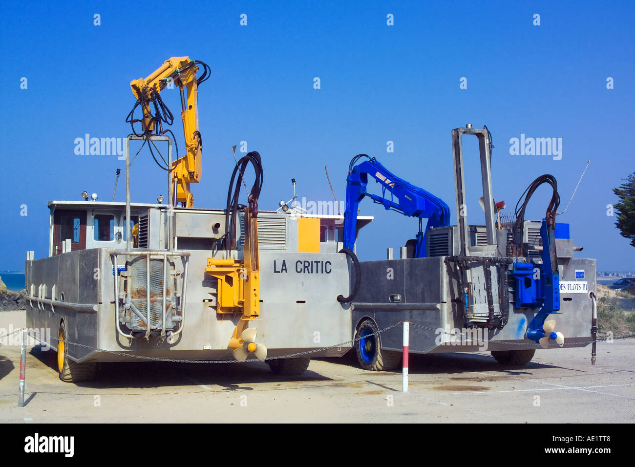 AMPHIBIAN TRUCKS FOR MUSSEL GATHERING BRITTANY FRANCE Stock Photo Alamy
