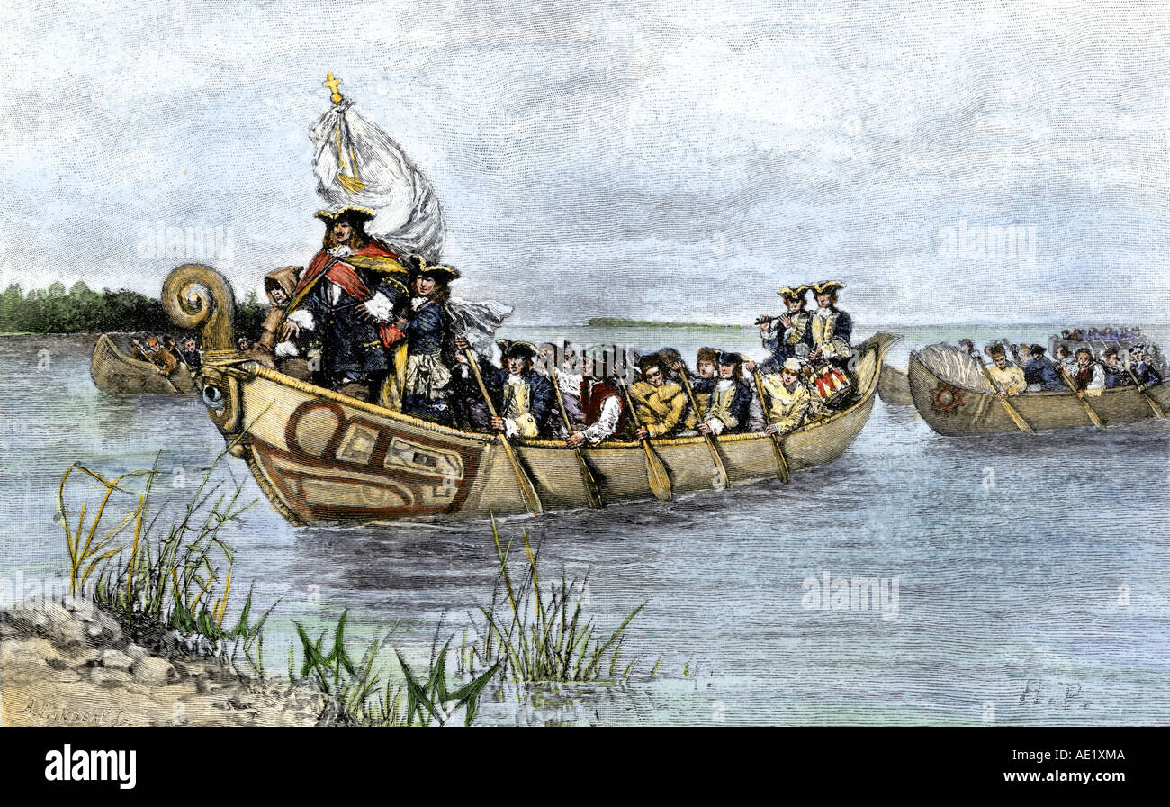 Antoine de La Mothe, Sieur de Cadillac landing on Lake Saint Clair