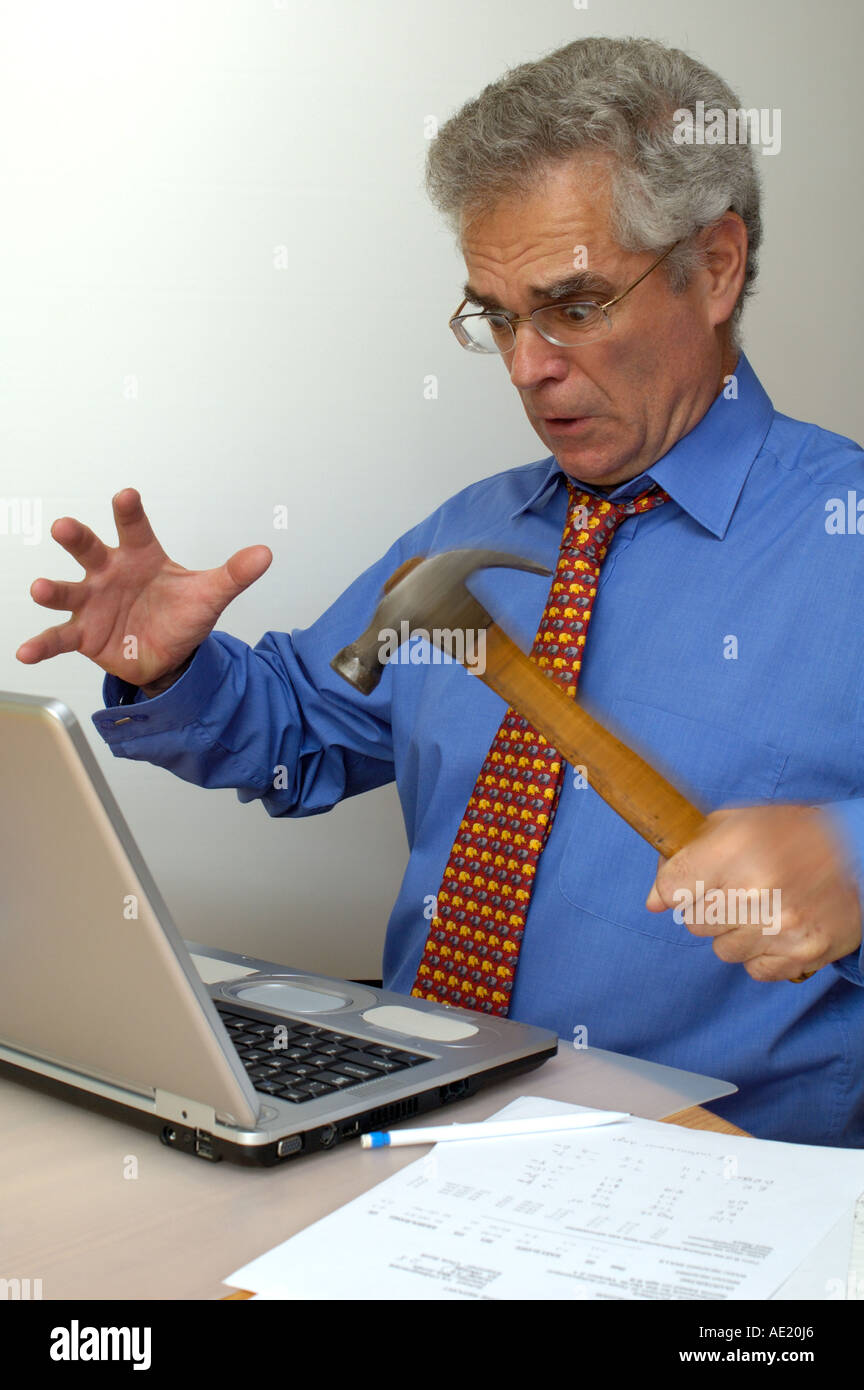 Fury with a laptop. Stock Photo