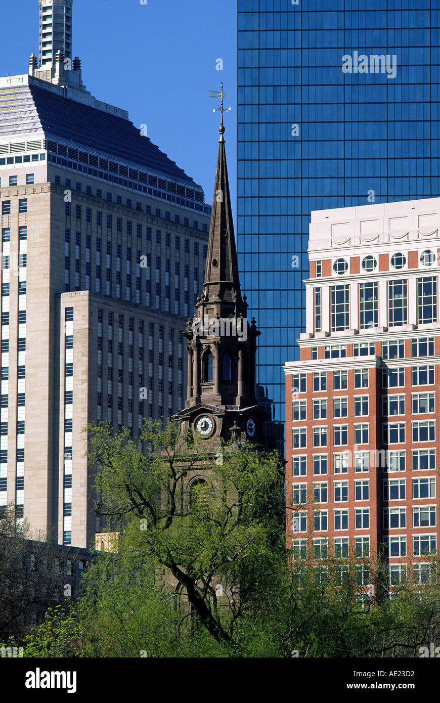 Arlington street church spire, Back Bay, Boston, Massachusetts Stock