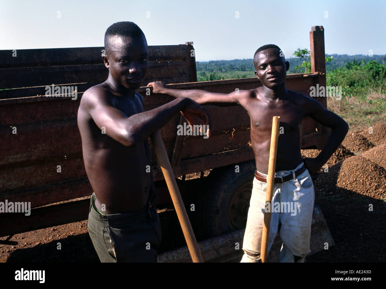 Young men laborers, Ivory Coast Stock Photo